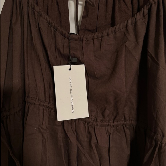 NWT Faithful The Brand Henri Gathered Tiered Cotton-voile Dress - Picture 7 of 9